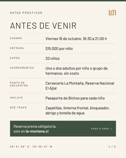 BICHOS EN LA MONTAÑA CON CRISTOBAL SPRATZ 19:30 hrs